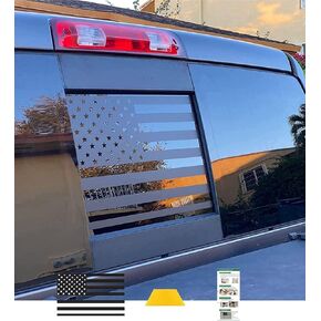 Xinghe for Nissan Frontier 2013-2023, American Flag Decals for Truck Back Middle Window, Matte Black USA Flag Decal for Truck Back Sliding Window, Waterproof Vinyl, Durable and Easy Remove Truck Decal