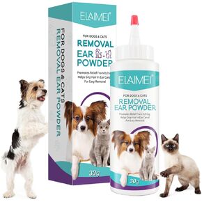 Removal Ear Powder for Pets, Dog Ear Cleaner, Removes Irritation, Itching and Infection, Reduce Ear Scratching and Head Shaking, Pets Ear Infection Treatment, Cleans & Remove Odors