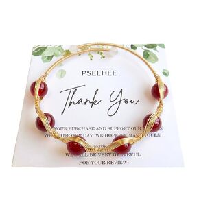 Handmade Genuine Red Agate 14k Gold Filled Wire Wrapped Bracelet, Evil Eye Birthstone Chakra Healing Grounding Gemstone Crystal Beads Adjustable Bangle Cuff Jewelry Gift for Women Girls