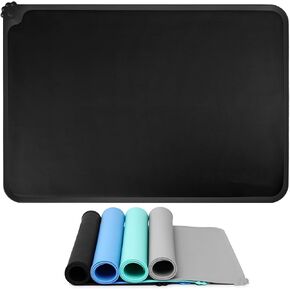 Silicone Pet Feeding Mat for Dogs and Cats. Non-Slip Silicone mat That fits Most Standard Pet Bowls. (21.5 x 15, Gray)