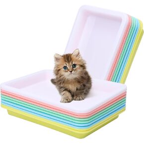 10 Pcs Travel Toilet Mini Litter Box,Plastic Portable Small Litter Pan Water Litter Box for Kittens Bunny Cat
