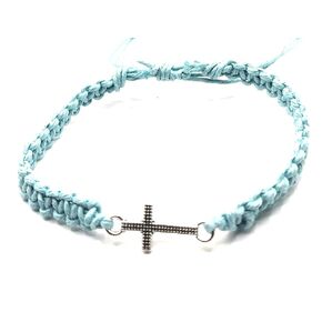 Cross Charm Hemp Bracelet Christian Religious Adjustable Cord for Men Women Teen Girls Handmade Beach Hemp Jewelry
