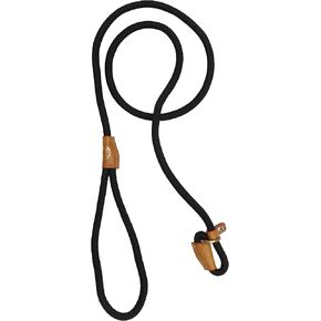 Dog Training Leash, 5-Foot Long Braided Nylon Rope with Natural Leather Binders in Cocoa Brown Color, Suitable for All Dog Breeds with A No-Pull Feature.