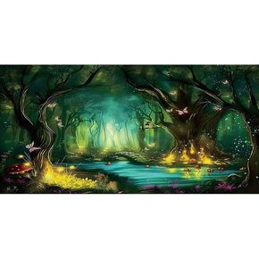 AWERT 48x20 inches Polyester Tropical Rainforest Aquarium Background Dreamy Aquarium Background Nature Fish Tank Background