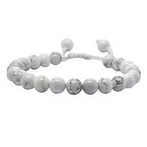 Howlite Bracelet for Women Men's Gifts - Protection Healing Crystal Bracelet - 8mm Gemstone Beaded Adjustable Bracelet Pulseras Para Hombres Mujer Stocking Stuffers