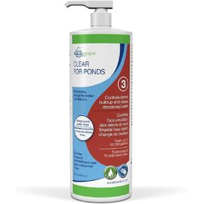 Aquascape CLEAR Water Treatment for Koi and Fish Ponds, Blend of Clarifiers to Clear Cloudy or Discolored Water and Reduce Debris, 32 ounce / 946-ml | 96067