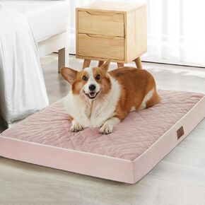 WNPETHOME Washable Dog Beds Large Sized Dog, Extra Large Waterproof Dog Bed with Removable Washable Cover & Anti-Slip Bottom, Multi-Needle Quilting XL Pet Bed (Pink)