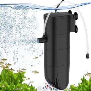 Submersible Aquarium Filter, 165GPH 4-Stage Fish Tank Filter Adjustable Air Flow Powerful Internal Filter for 30-50 Gallon Tank with Filtration Oxygenation Circulation (13W)