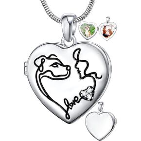 Fanery Sue Pet Locket Necklace for Women Men,Heart Locket Picture Necklace Dog Memorial Gifts Cat Sympathy Gifts for Dog Mom Cat Mom (Cat Golden)