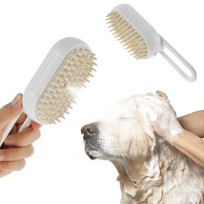 Steamy Cat Brush,Steamy Cat Brush with Leave-On Essence, Multifunctional Cat Steamy Brush, Self Cleaning Steam Cat Brush for Massage, Silicone Steam Pet Brush for Removing Tangled(Coffee)