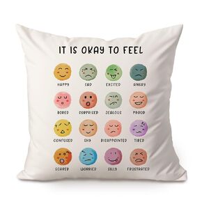 Feelings Chart Pillow Cover, It Is Okay To Feel Decor, My Feelings Cushion, Classroom Decor, Homeschool Decor, Mental Health, Playroom Classroom Throw Pillow, Nursery Bedroom Decor, 18x18 Pillowcase