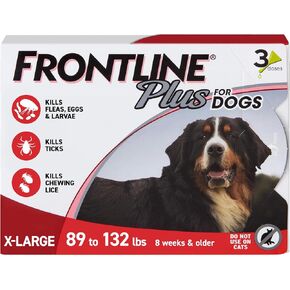 Frontline Plus Flea and Tick Treatment for X-Large Dogs Up to 89 to 132 lbs. 3 Treatments