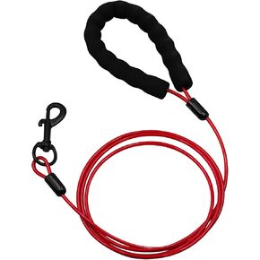 Stainless Steel Water and Chew Proof Dog Leash with Hooks for Medium and Small Dogs 6FT Wire Alloys Camping with Soft Handle(Transparent 6FT)