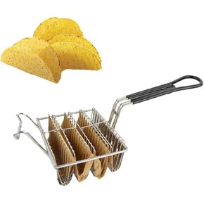 FAMKIT Taco Fryer Basket, Taco Shell Fryer, Holds 4 Shells Deep Fryer Taco Holder Basket with Grip Handle