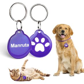 RFID Microchip Replacement Collar Tag 2 Pack for Cats and Dogs Use for Smart Auto Pet Door and Feeder 1.1 Inch Dia Waterproof (Blue)