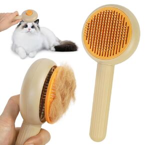 Self-Cleaning Slicker Brush for Dogs & Cats - Efficiently Removes Shedding Hair, Tangles, and Mats - Suitable for Long & Short Haired Pets - with Skin-Friendly Massage Tips - Green