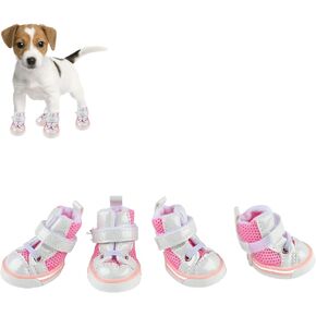 Dog Booties,4Pcs Slip Resistant Breathable Mesh Spring Summer Dog Shoes Dog Hiking Shoes Hot Pavement Dog Protector for Small Medium Large Dogs