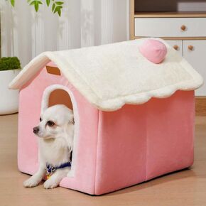 Dog House Indoor Memory Sponge, Foldable Dog House Kennel Bed Mat with Cushion for Small Medium Large Dogs Cats, Winter Warm Cat Nest Puppy Cave Sofa Pet Products (Grey, S)