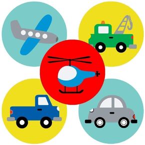 Transportation Sticker Party Favors Labels by Adore By Nat - Boy Girl Vehicle Birthday Baby Shower - Set of 50