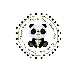 Panda Thank You Stickers for Boy 24pcs, Bear Favors Birthday Decoration Party Supplies, Green Teddy Baby Shower Themed