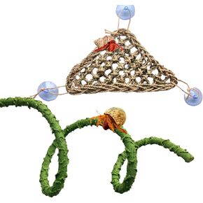39.4 Inches Hermit Crab Climbing Jungle Vines and Reptile Lizard Lounger Corner Triangle Hammock Set, Reptile Tank Terrarium Accessories,Habitat Decor for Crested Gecko,Hermit Crab, Lizard, Leopard