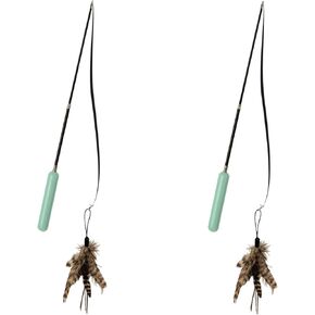 Presents Nala Cat Feather Agility Wand with Bonus Attachment - Interactive Cat Toy - Telescoping Wand- Feather Toy, 2 Pack