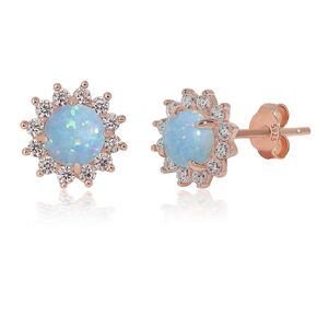 White Fire Opal Earrings 4.5X4.5mm Dainty Gemstone Opal Round Studs October Birthstone Dainty Opal Earrings Handmade Wedding Jewelry Gift for Brides Graduation Gift, Gold