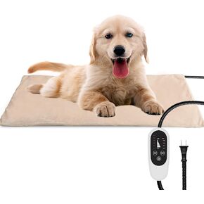 NICREW Dog Heating Pad, Temperature Adjustable Heated Dog Bed with Auto Shut Off Timer, Indoor Pet Heated Bed Mat for Cats and Dogs, 27.5 x 15.7 Inches, 75W (max)