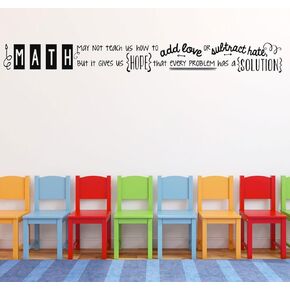 ديكورات فصل الرياضيات | ملصقات حائط من الفينيل لمعلمي المدارس | لاصق لاصق للتقشير واللصق، نقل جاف للتزيين، أسود، 69 بوصة × 8 بوصة in Kuwait