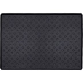Feeding Mat, Non Slip Silicone Waterproof Pet Bowl Pad,Raised Outer Border,Perfectly Stop Food Spills and Water Messes Out to Floor for Puppy,Cat and Medium Dogs (18.9"x11.8", Grey)