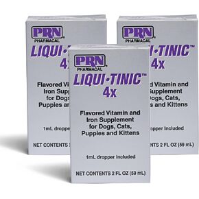 PRN Pharmacal Liqui-Tinic 4X - مكمل غذائي للحديد والفيتامينات عن طريق الفم للحيوانات الأليفة - مكمل بنكهة الكبد مع الحديد وفيتامينات ب المعقدة لدعم الصحة - 2 أونصة سائلة (3 عبوات)