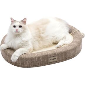 Jiupety Sisal Cat Scratcher Bed, 24" Extra Large Scratcher for 20lbs Cat, Oval Durable Scratching Board for Indoor Cat, 3 in 1 Cat Bed, Brown.