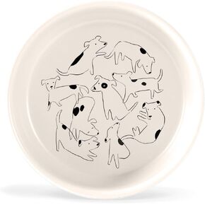 Fringe Studio Nosey Dog Spot Medium Stoneware Pet Bowl (479001) Natural