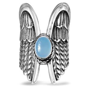 Natural Oval Stone Wide Chunky Full Finger Wing Ring,Sterling Silver Cocktail Party Punk Gothic Crystal Quartz Gemstone Statement Band Ring for Women (A01_Pink Agate, 9)
