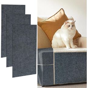 3Pack Cat Scratching Mat, 23.6 x 11.8 in Trimmable Self-Adhesive Cat Scratch Carpet DIY Climbing Cat Scratcher Cat Tree Shelves Couch Furniture Protector (Dark Grey)