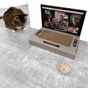 Scratchbook Pro with Catnip! - Laptop-Shaped Cat Scratchpad with Catnip and Bonus Toys for Endless Fun!