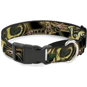 Buckle-Down Dog Collar Martingale Loki Poses Black Gold Green 11 to 17 Inches 1.0 Inch Wide