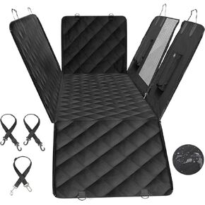 HealSmart Dog Hammock for Car, Dog Car Seat Cover for Back Seat of Cars/Trucks/SUVs, Waterproof Dog Hammock with Mesh Window, Dog Seat Belt, Durable Anti-Scratch Nonslip, X-Large