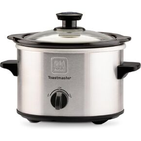 Toastmaster TM-151SC Stainless Steel Slow Cooker with Removable Stoneware Bowl, 1.5-Quart, Silver/Black