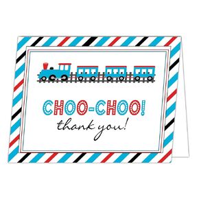 Train Themed Thank You Card - Set of 20 Folded cards with envelopes