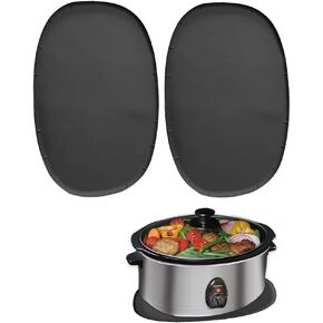 2 Pieces Heat Resistant Mat for 6-8 Quart Slow Cooker, Silicone Countertop Protector Mat Heat Resistant, Silicone Countertop Protector for Slow Cookers, Heat Resistant Mat for Home Kitchen (Black)