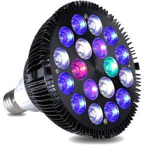 LED Aquarium Plant Light Bulb, 18W Refugium Light Aquarium Plant Lights Fish Tank Bulb with 6 Band Full Spectrum for Coral Reef Saltwater Tank Plants Growth