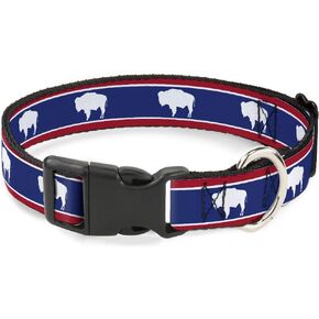 Buckle-Down Plastic Clip Collar - Wyoming Flags Bison Silhouette - 1" Wide - Fits 11-17" Neck - Medium