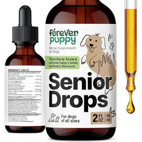 Senior Dogs Drops - Thyroid, Immune & Brain Support Complex for Elderly Dogs of All Breeds & Sizes - Vitamins and Supplements for Older Dogs - Senior Dog Food Supplements - 2 oz