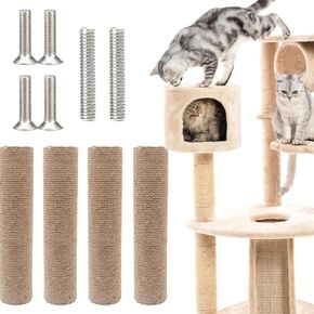 4 قطع بديلة لعمود الخدش للقطط 15.7 بوصة × 3.1 بوصة بديلة لعمود الخدش للقطط، عمود استبدال شجرة القطط، أعمدة خدش حبل القنب، ملحقات أثاث القطط (مع براغي) in Kuwait