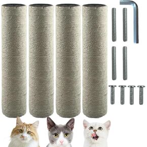 4 عبوات بديلة لعمود الخدش للقطط، 15.7 × 3.14 بوصة M8 براغي M8 شجرة الجوت للقطط خدش عمود إعادة ملء أجزاء القطب، أعمدة خدش DIY لبرج شجرة القطط (الجوت) in Kuwait