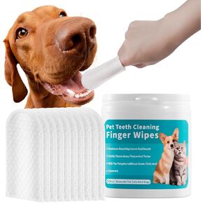 Dog Teeth Cleaning Dental Wipes - Reduces Plaque & Freshens Breath Finger Wipes, Disposable Gentle Cleaning & Gum Care Pet Wipes - 50 PCS in Kuwait