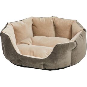 Midwest Homes for Pets سرير QuietTime Deluxe Tulip Nesting للحيوانات الأليفة، رمادي/أسمر، صغير