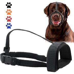 Gentle Dog Muzzle Guard for Small, Medium and Large Sized Dogs, Soft Neoprene Padding, Prevent Biting, Barking, Chewing, Allow Drinking and Breathing(Red, Large)