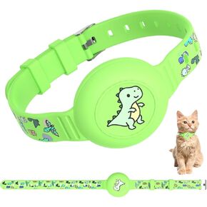 Cute Airtag Cat Collar with Metal Buckle, Cat Collar Airtag One-Piece Printing Design - Adjustable Length (6-11"), Silicone Airtag Collar Hidden Holder for Small Cats, Small Dogs (Bee)